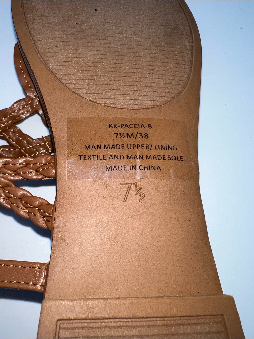 Kelly & Katie Cognac Brown Braided Strappy Buckle Sandals Women 7.5 Shoes - Picture 5 of 5
